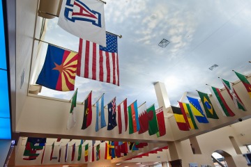 Gallery of Flags in UA Student Union Bookstore