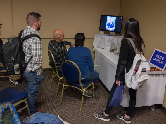 Skyping with a volunteer in Paraguay