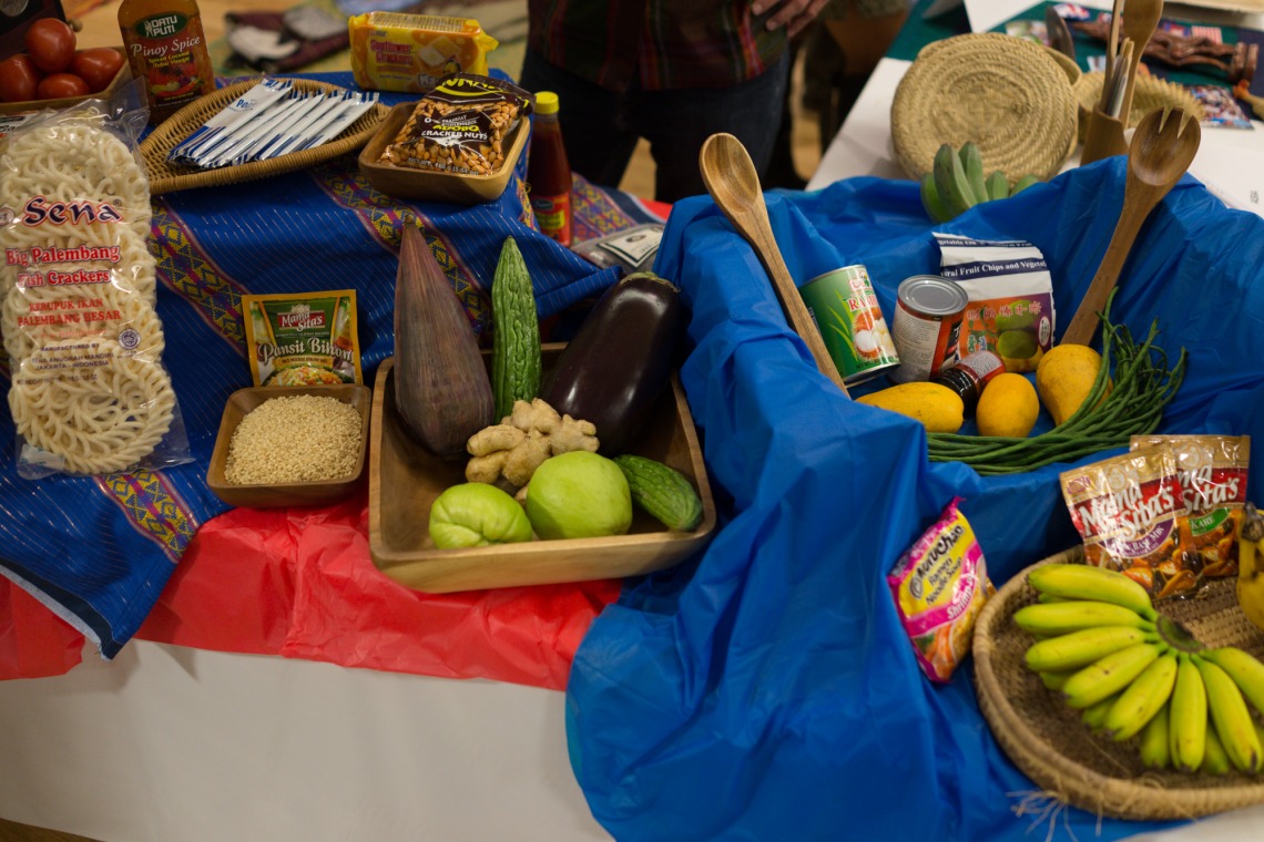 Market display of fruits and veggies at Peace Corps Fair