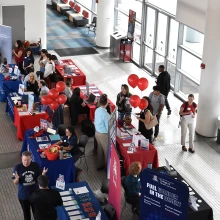 View from overhead of a Graduate College student event