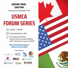 flyer with Canada, Mexico and US flags with conference details (date, time, location)